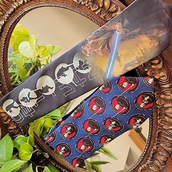 VINTAGE Star Wars  Obi Wan Kanobi Neck Tie Star Wars Bundle Jedi Repeat  Navy - Picture 13 of 15